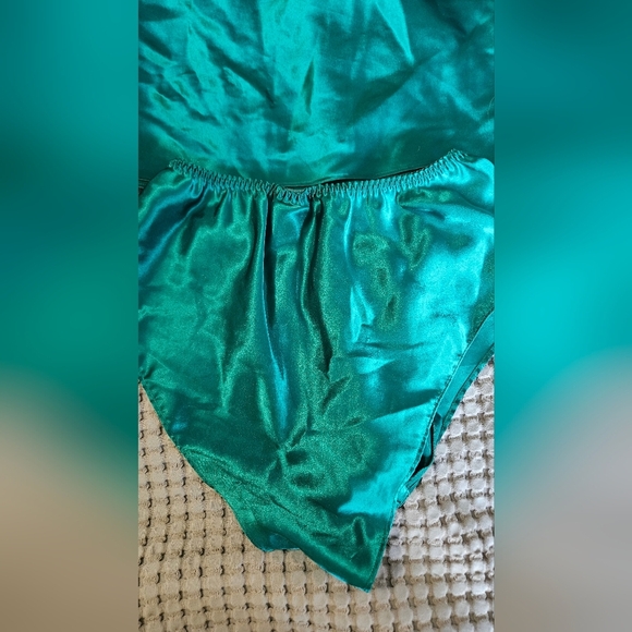 Gold Label VICTORIA'S SECRET Lace Lingerie Teddy 2 Piece Set In Teal/black. Med - Picture 10 of 11